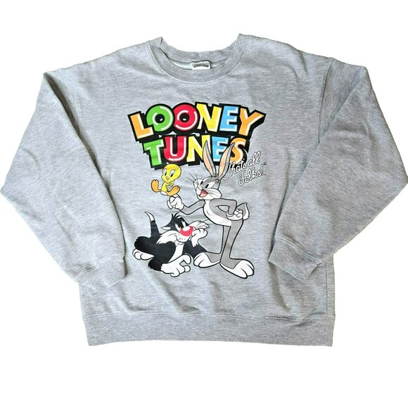 Looney Tunes Graphic Sweatshirt Junior Sz L (11-13) Bugs Bunny Sylvester Tweety - Picture 1 of 7